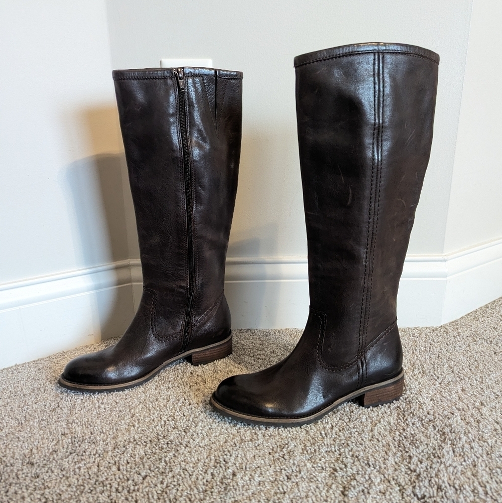 Coldwater Creek Brown Leather Tall Riding Boots sz 6 - Picture 3 of 8